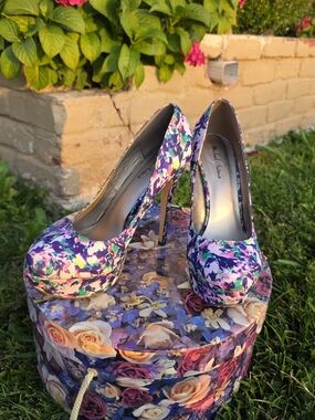 Michael Antonio Purple Multicolor Floral High Heels